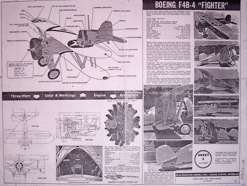 BOEING F4B-4 PLANS + SCALE DOCUMENTATION + Patterns to Build UC Model Airplanes