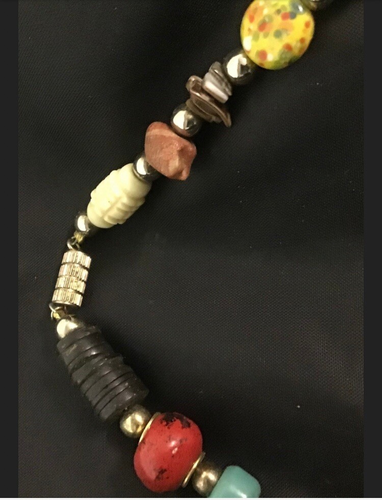 Vintage Multi Materials Beaded Choker Necklace