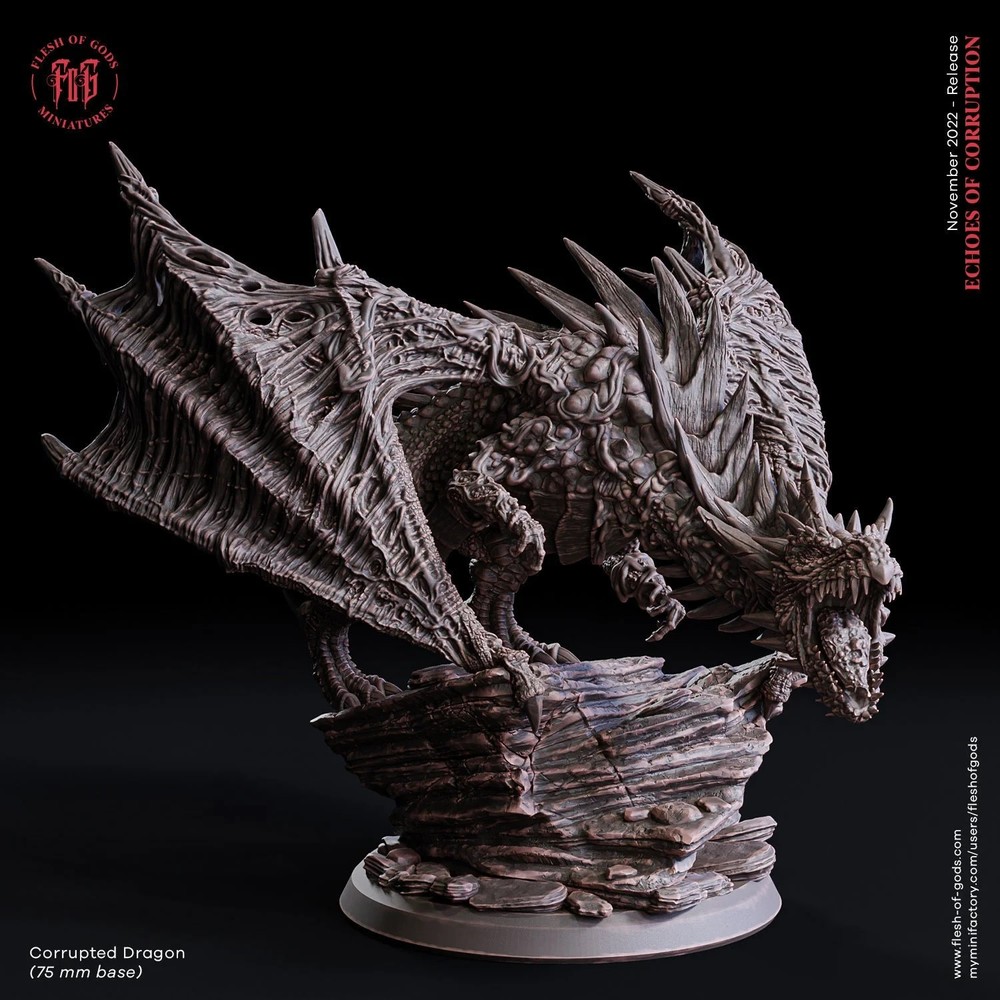 Corrupted Dragon Unpainted Miniature | D&D | DnD Mini