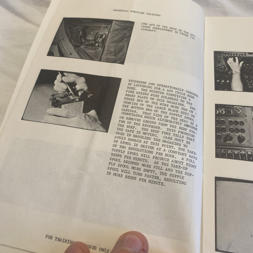TWA FLIGHT RECORDER SERVICING TECHINICAL SERVICES TRAINING MANUAL MAY 1969 16pgs