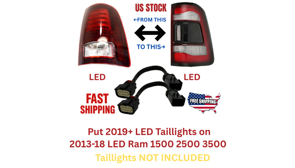 Dodge Ram 2013 - 2018 PNP 1500 2500 3500 Tail Light LED to 2019 + LED Conversion