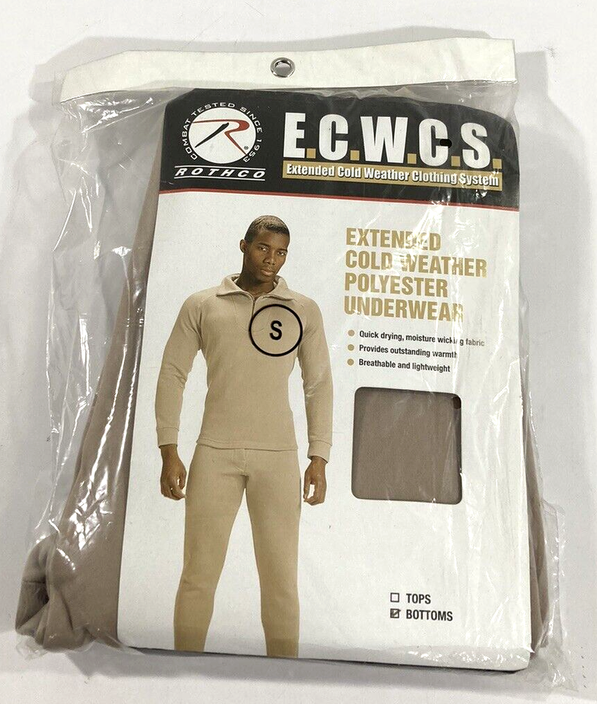 NWT SMALL ROTHCO MENS ECWCS POLYESTER UNDERWEAR 5225 SAND SMALL