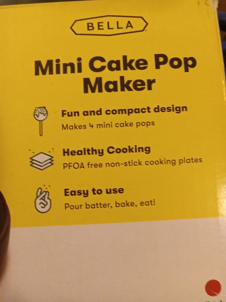 Bella Mini Cake Pop Maker Red Nonstick Cooking Compact Easy Store 350 Watts