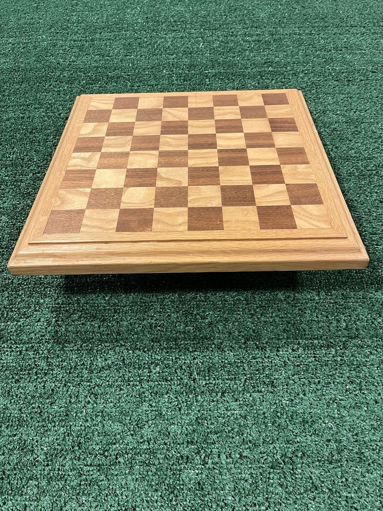Vintage Hand Made Solid Oak Chess-Checker Board