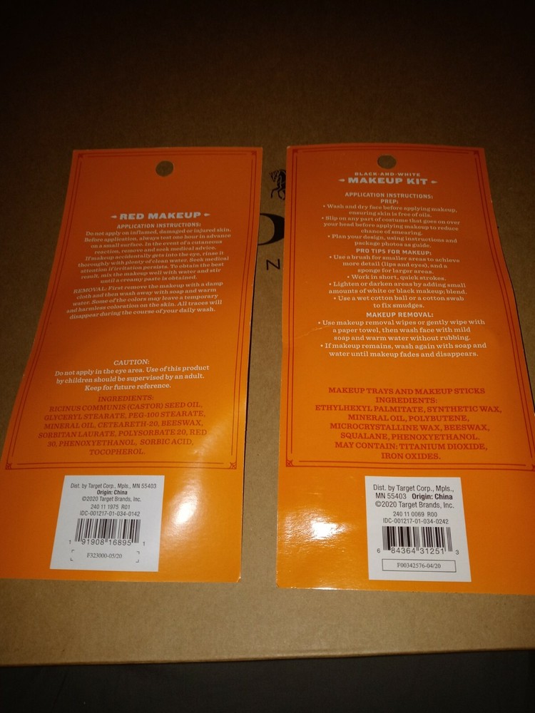 Red black white halloween makeup kit