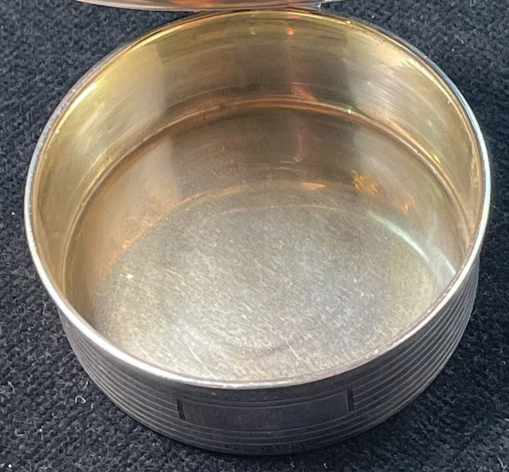 English Sterling Silver Etched Pill Box Birmingham