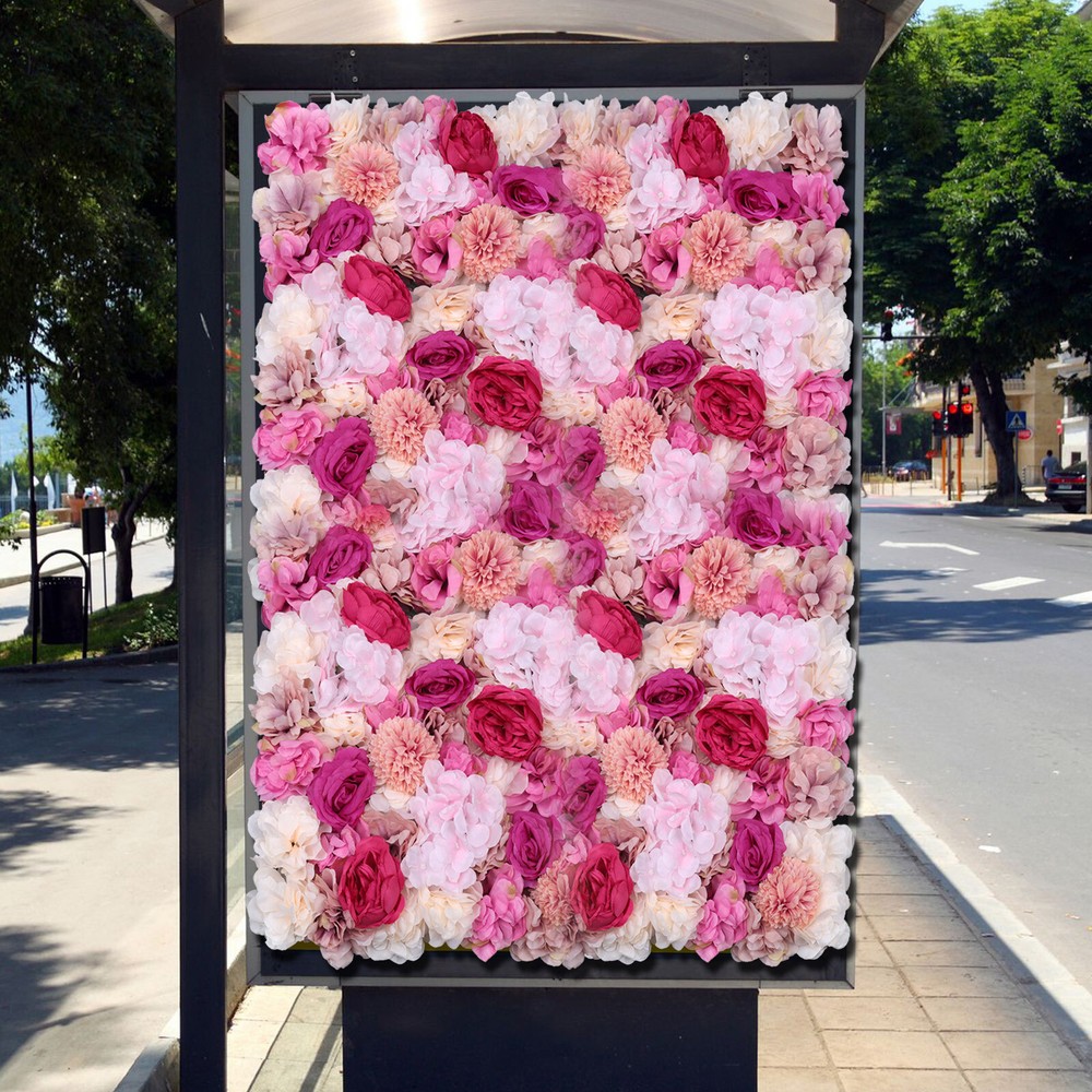 6PCS Artificial Silk Flower Wall Panel Floral Backdrop Party Wedding Decoration