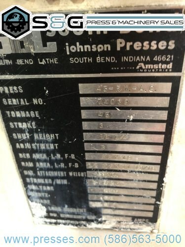 45 TON SB JOHNSON 45-FW-AC OBI PRESS