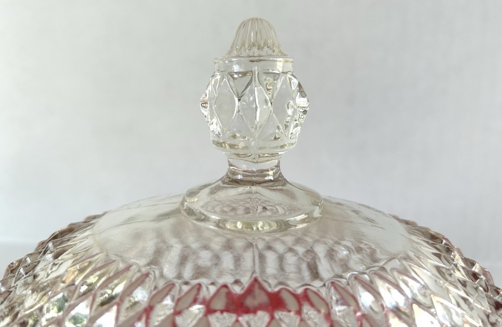 Indiana Glass Diamond Point Ruby Flash Butter Dish With Lid