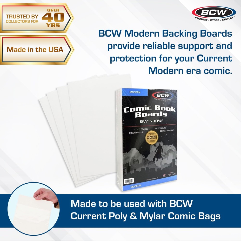 BCW Current Comic Book Backing Boards 100 Pack Acid Free Storage Protection