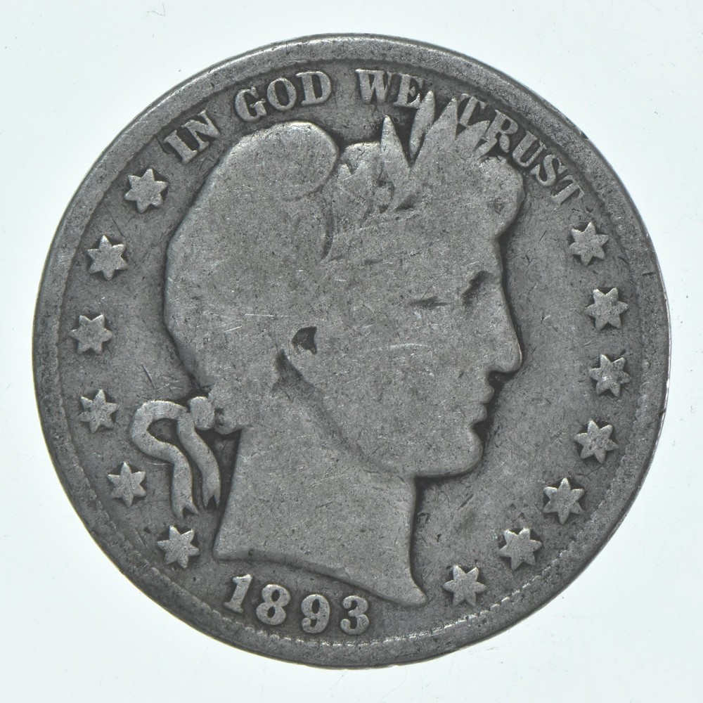 1893 Barber Half Dollar Average Circ 90% Silver