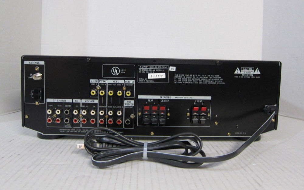 SONY STR-DE345 RECEIVER - Remote Control, Owner's Manual, AM Loop Antenna Bundle