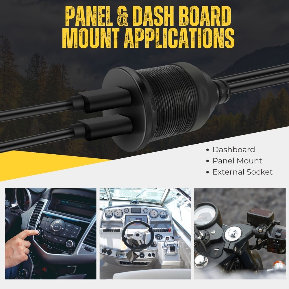 USB C 3.0 Flush Mount Extension Cable for Car Dashboard Panel Dash Mount 3ft 1M