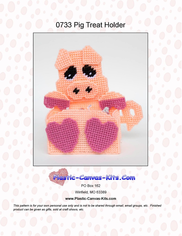 Pig Treat Holder- Plastic Canvas Pattern or Kit
