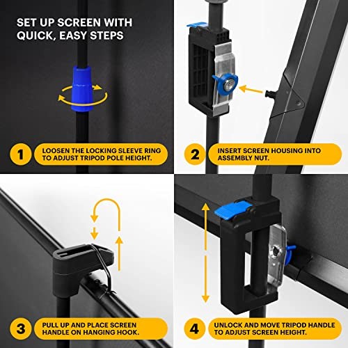 60 Inch Projector Screen with Stand | Pull Down Projection Backdrop for