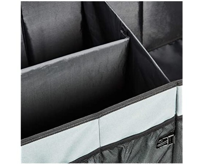 Foldable Boot/Trunk Organizer with Plastic Handles - Grey