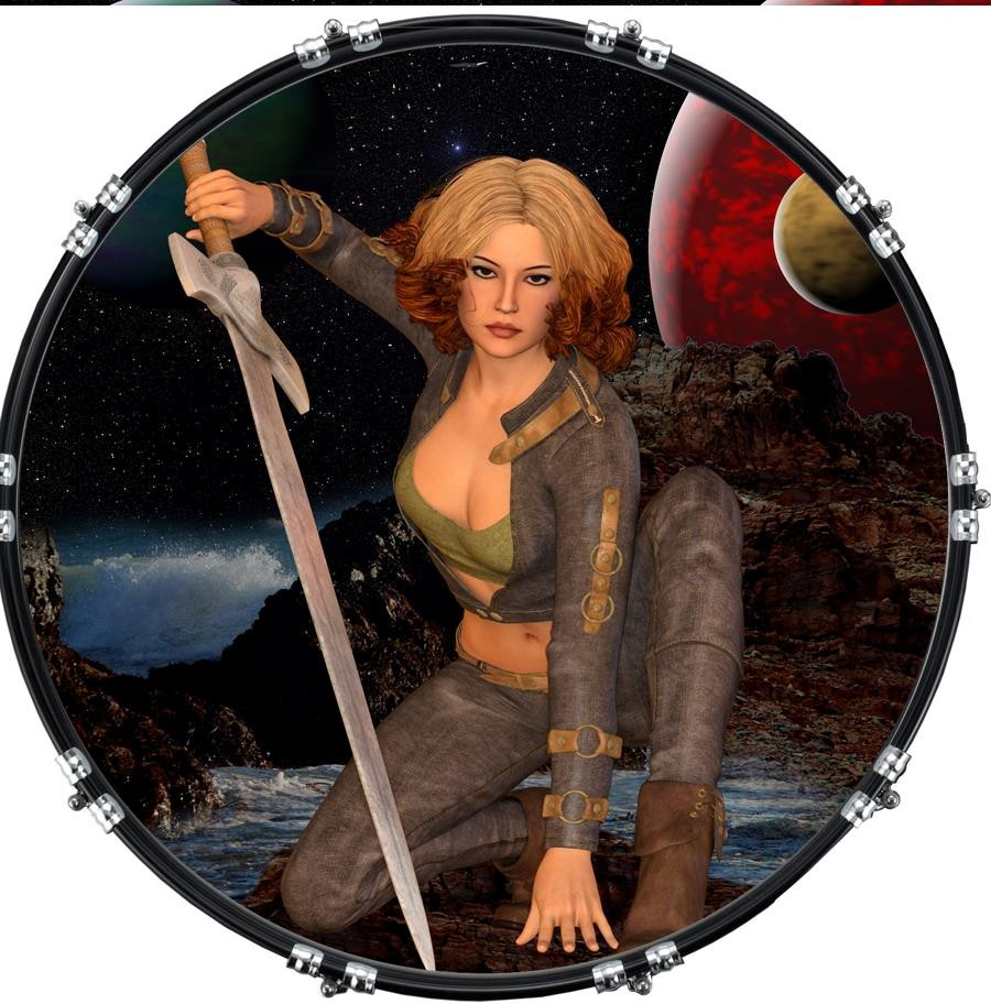 20" Custom Bass Kick Drum Front Head Graphic Graphical Distant Warrior