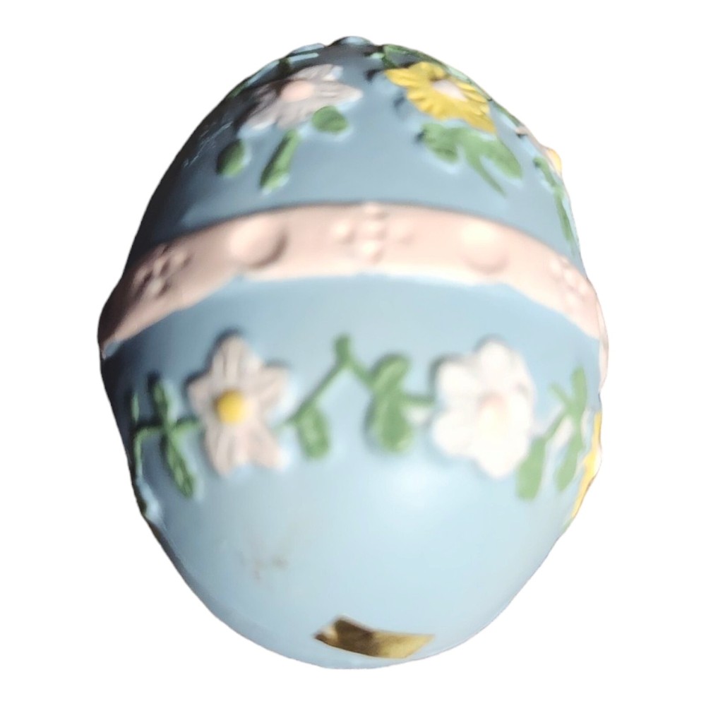 Vintage Easter Ceramic Basket with 3 Ceramic Eggs 1 Plastic Byron Molds Spring
