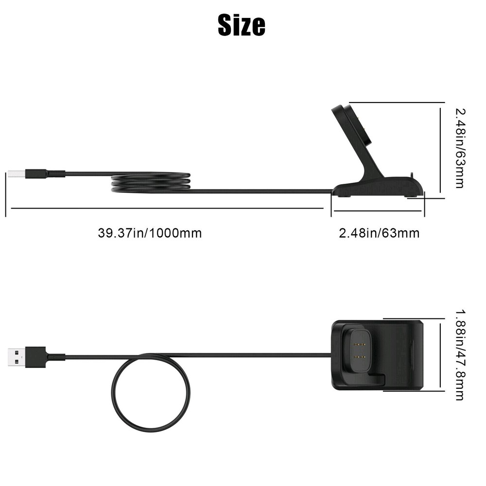 USB Charging Cable Charger Cradle Dock Replacement Fit Fitbit Versa 4/Sense 2