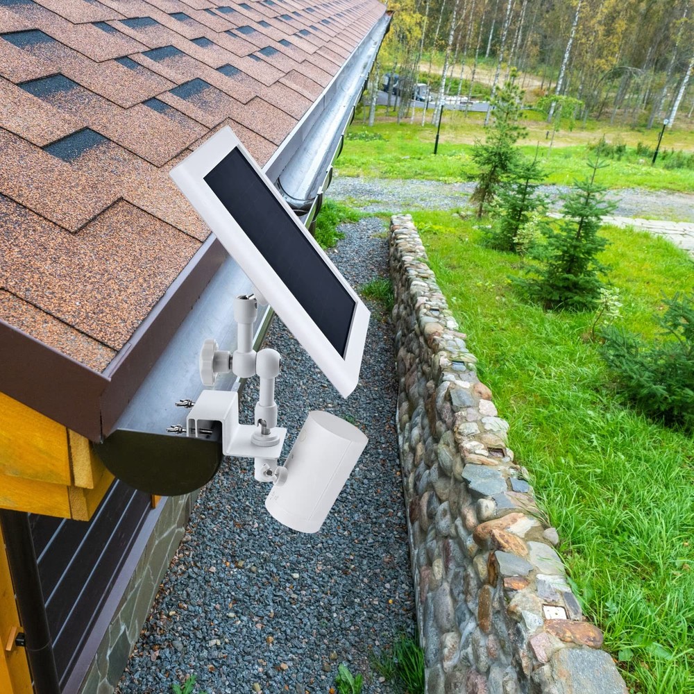 2-in-1 Gutter Mount for Solar Panel, Stick Up Cam Battery, Spotlight White