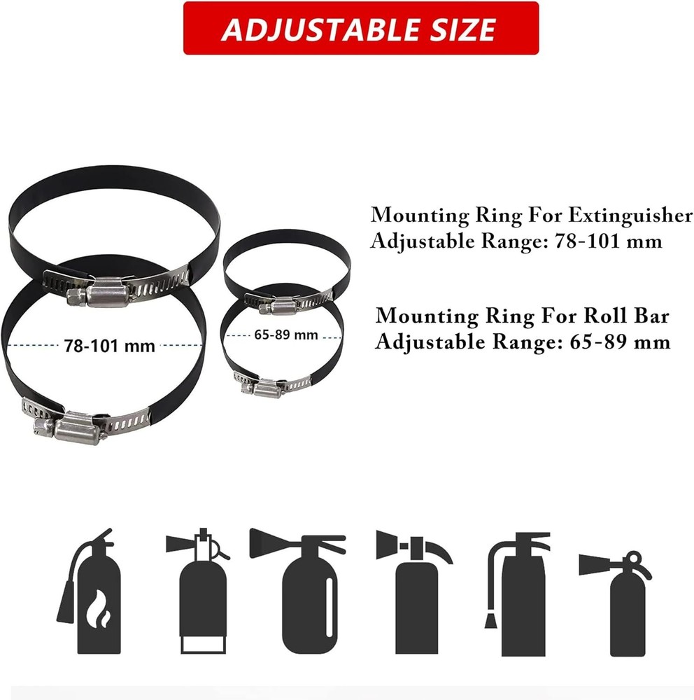 Quick Release Fire Extinguisher Mount - Aluminum Adjustable UTV Roll Bar Fire