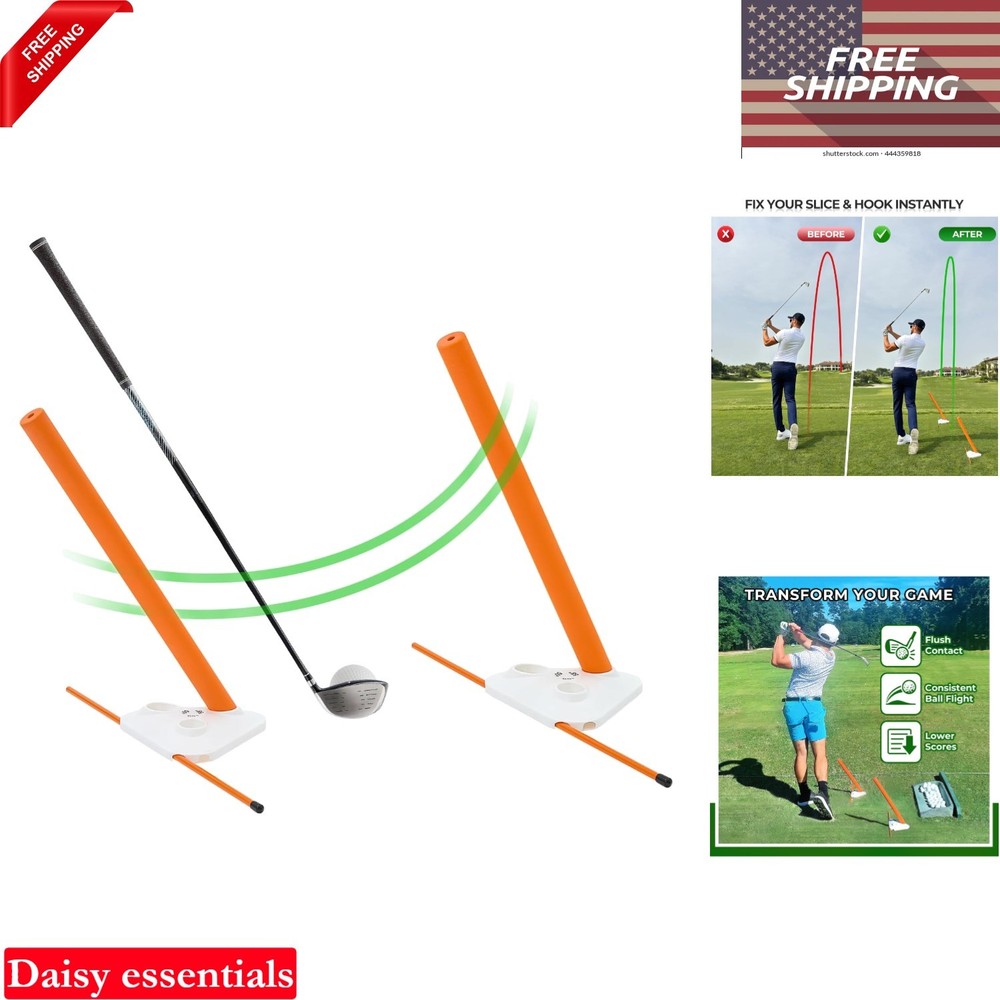 Golf Swing Training Aid Alignment Discs Rods Corrects Swing Path & Slice Fix