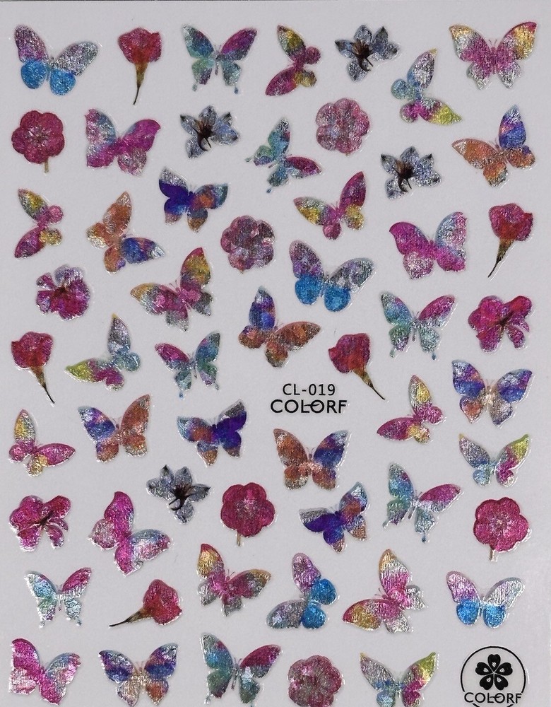 Holographic,colourful,Butterfly nail art stickers