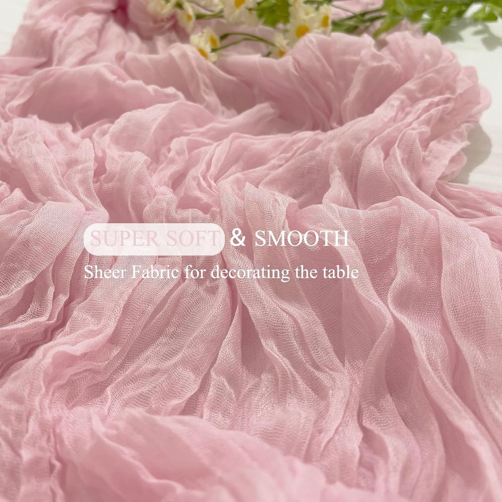 12Pack Light Pink Table Runner 10Ft Cheesecloth Table Runner Boho Gauze Table Ru