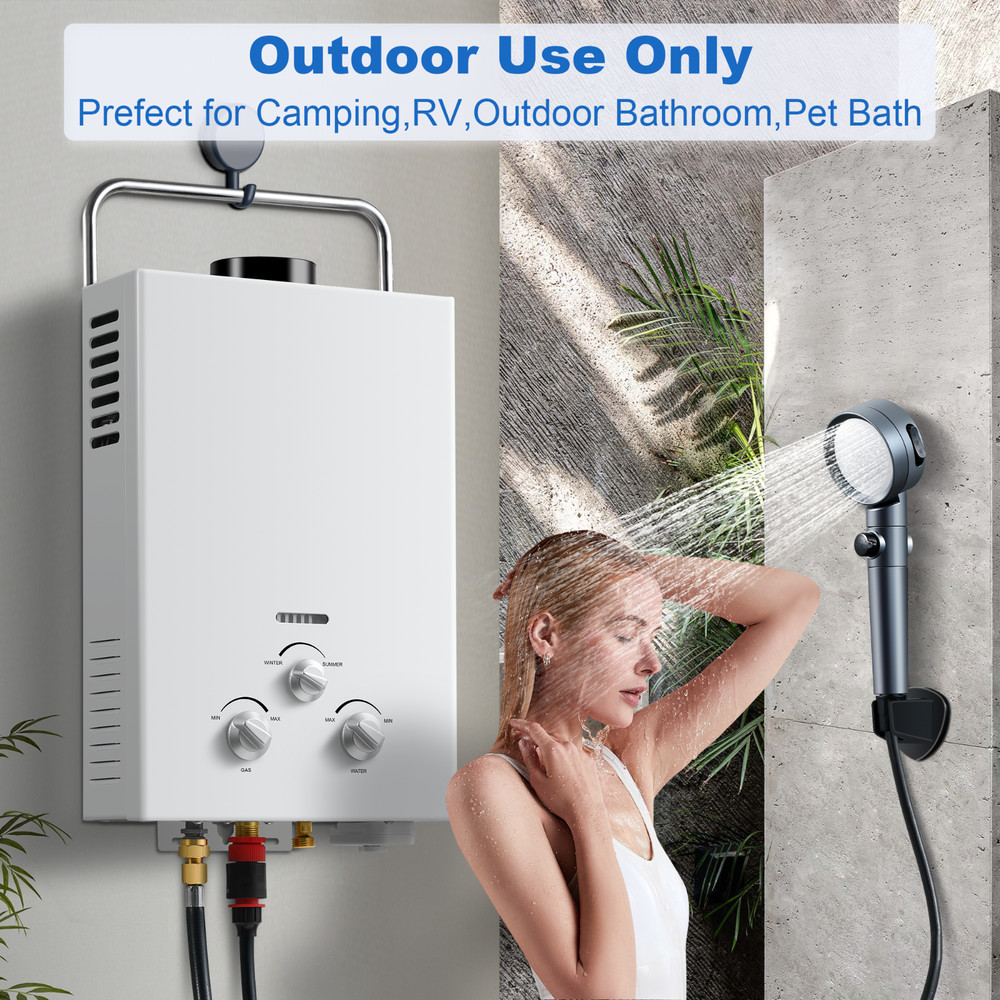 Outdoor Propane Tankless Water Heater-6L 1.58 GPM for RV Cabin Camping Boat Barn