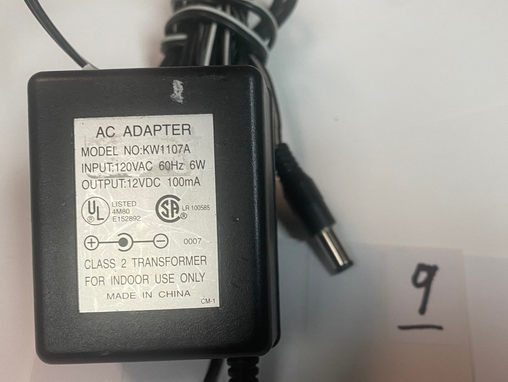 AC   DC POWER ADAPTER - 12VDC 100mA TIP POSITIVE #9