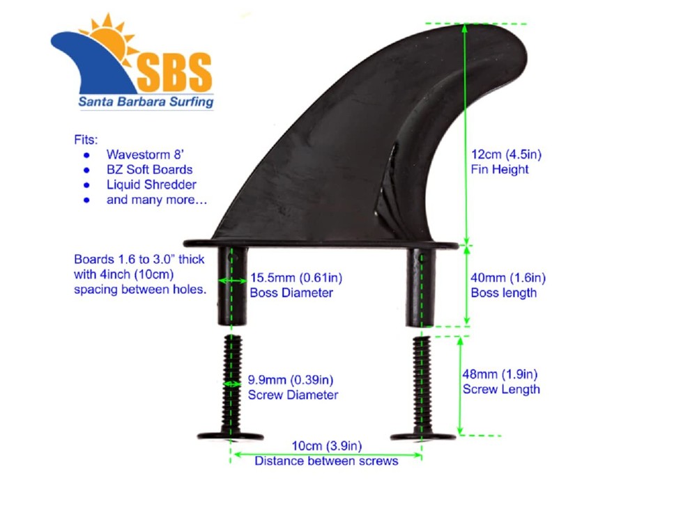 SBS Soft Top Surfboard Fin Set of 3