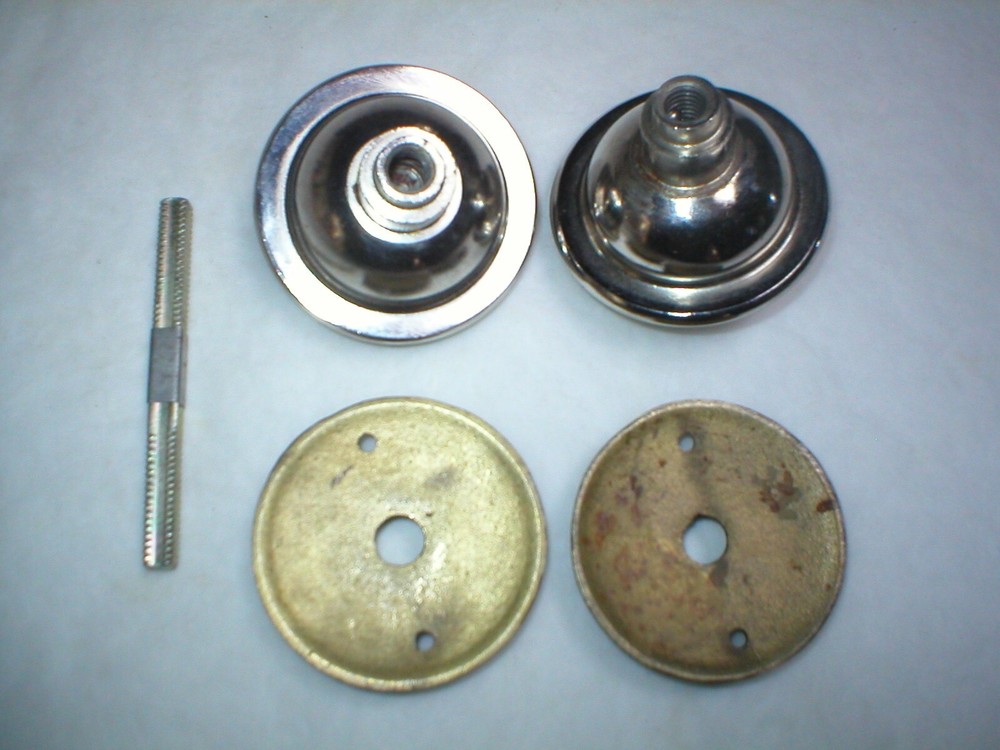 Antique Large Doorknob Pair and Plates