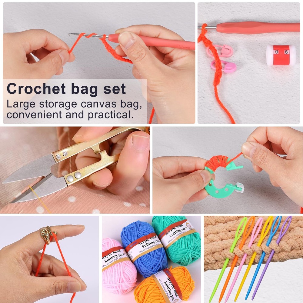 XSEINO Crochet Kit with Step-by-Step Video Tutorials，Premium Bundle Includes ...