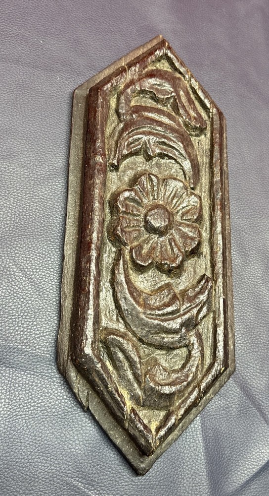 Very Old craved wood panel plaque ,