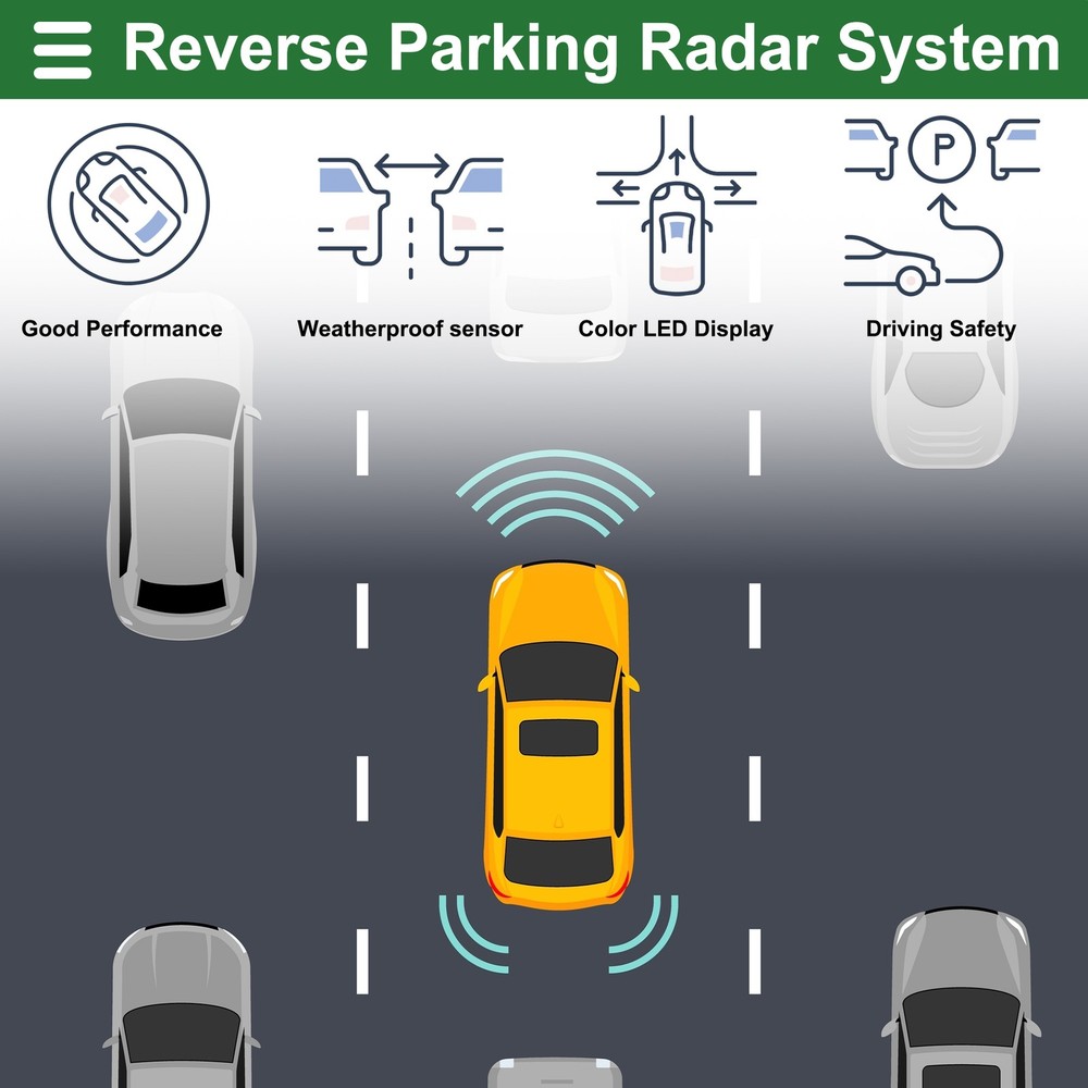 Reverse Backup Radar System Reverse Parking Sensors 4 Pc Parking Sensor