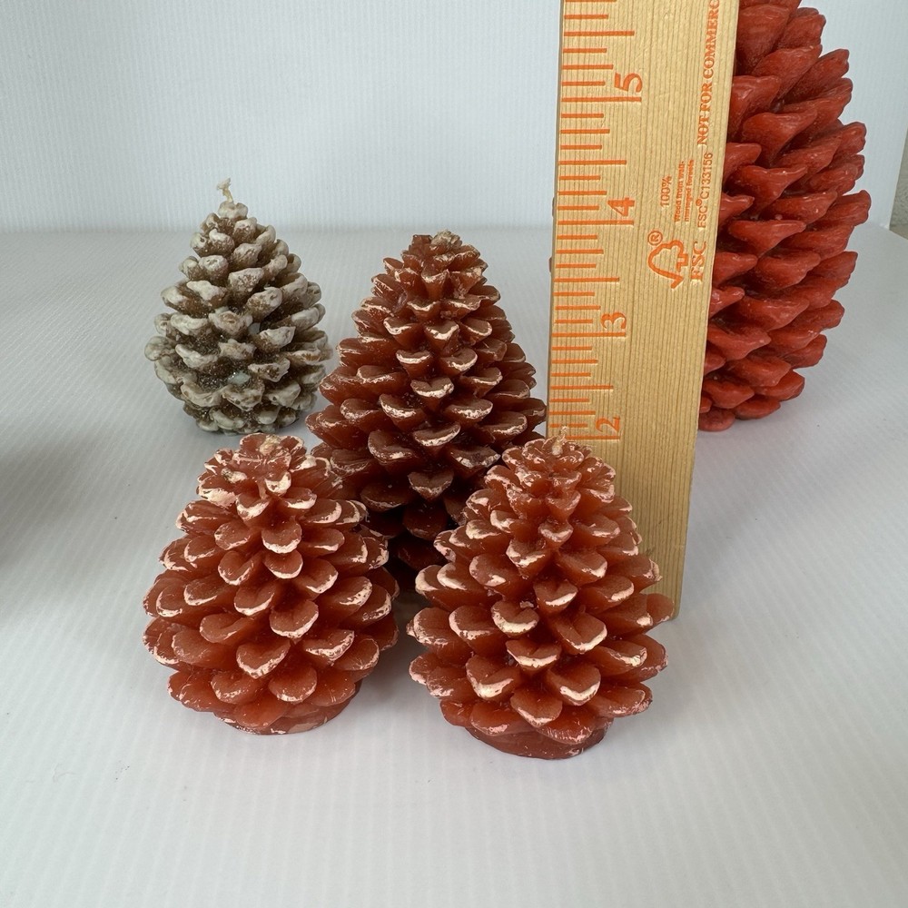 Pine Cone Shaped Wax Candles 7 Pieces Assorted Fall Christmas Decor