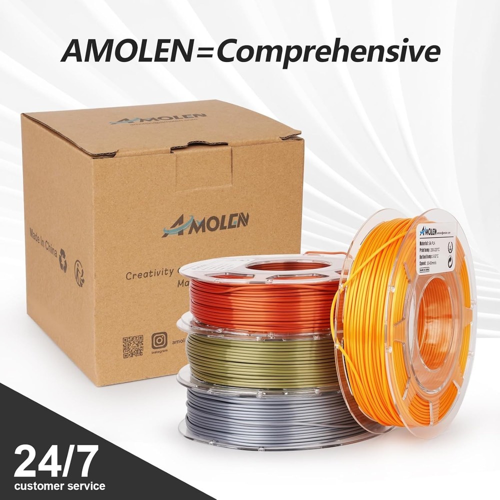 1.75mm Silk PLA Filament Bundle - 4 Spools Gold, Silver, Bronze, Copper