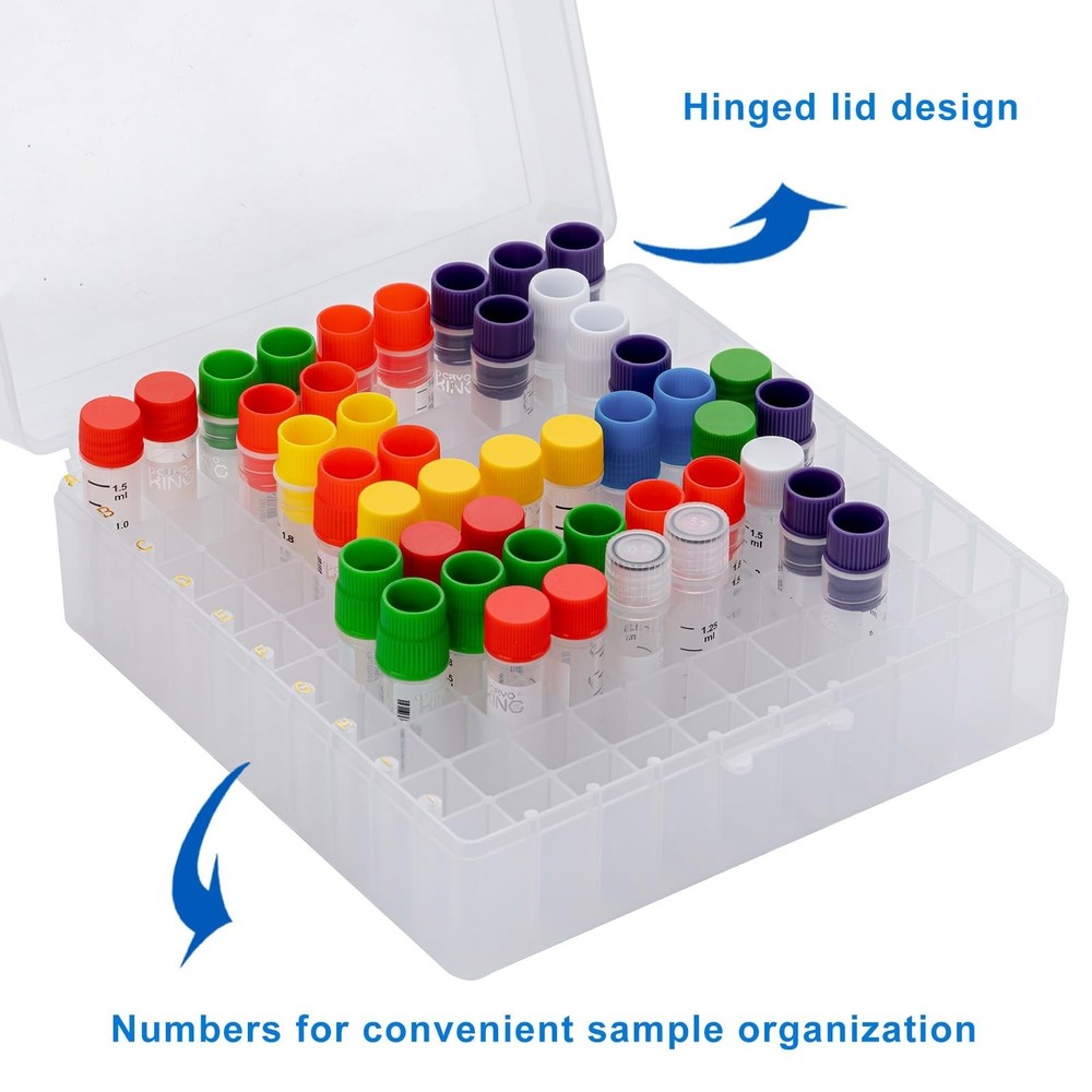 2 in 100-Well Polypropylene Freezer Boxes for Lab Efficient Sample Storage an...