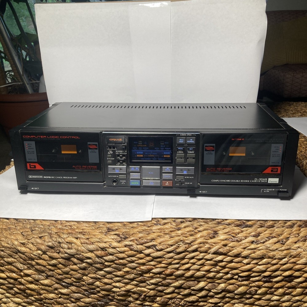 Sansui D-95WR Compu-Synchro Double Reverse Cassette Deck digital screen- Works!