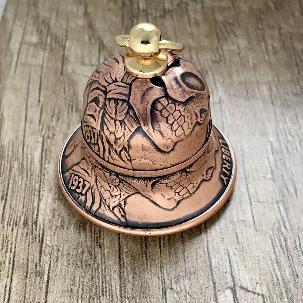 Handcrafted Indian Skull Motorcycle bell - Custom Made From Coins!
