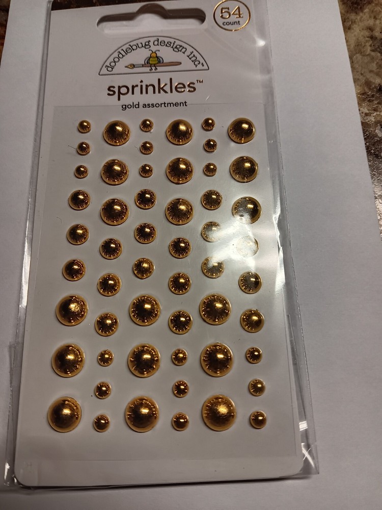 Crafts Doodlebug Sprinkles Gold Dots Assorted Sizes Self Adhesive