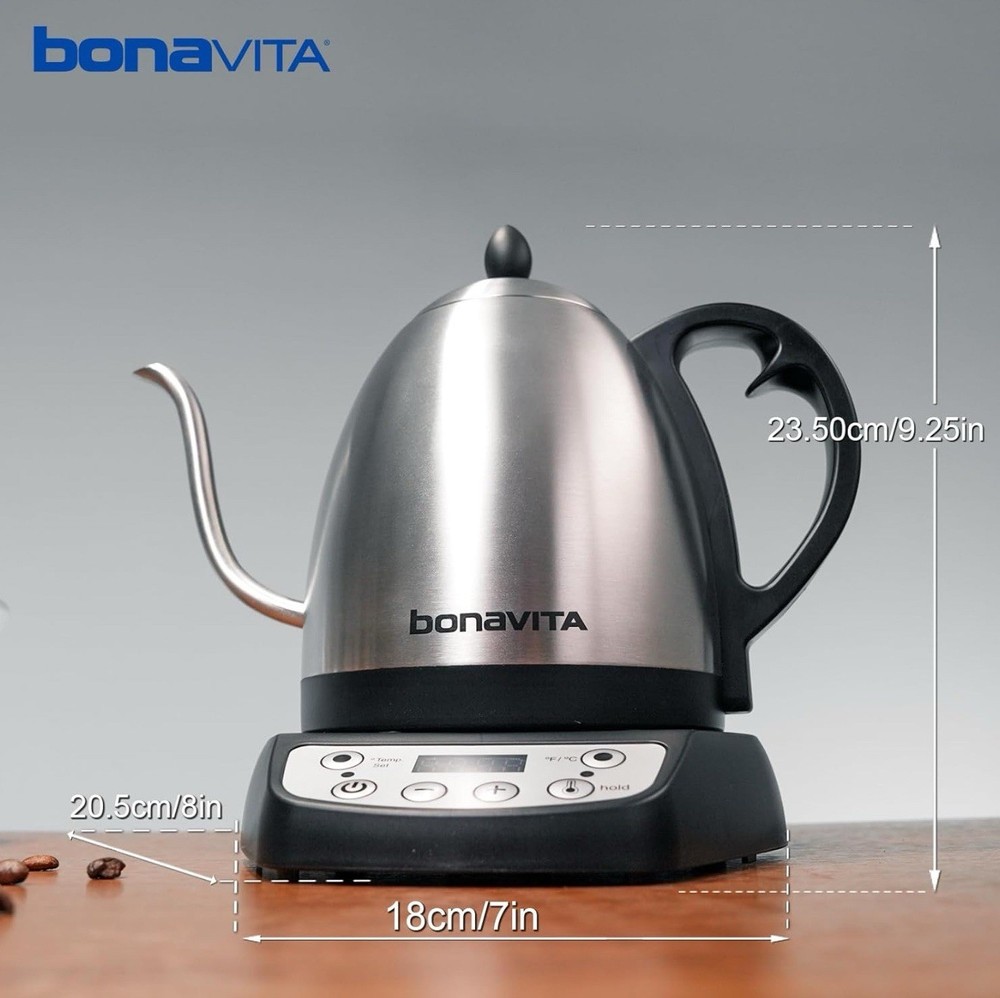 Bonavita 1L Digital Variable Temperature Gooseneck Electric Kettle for Coffee Br