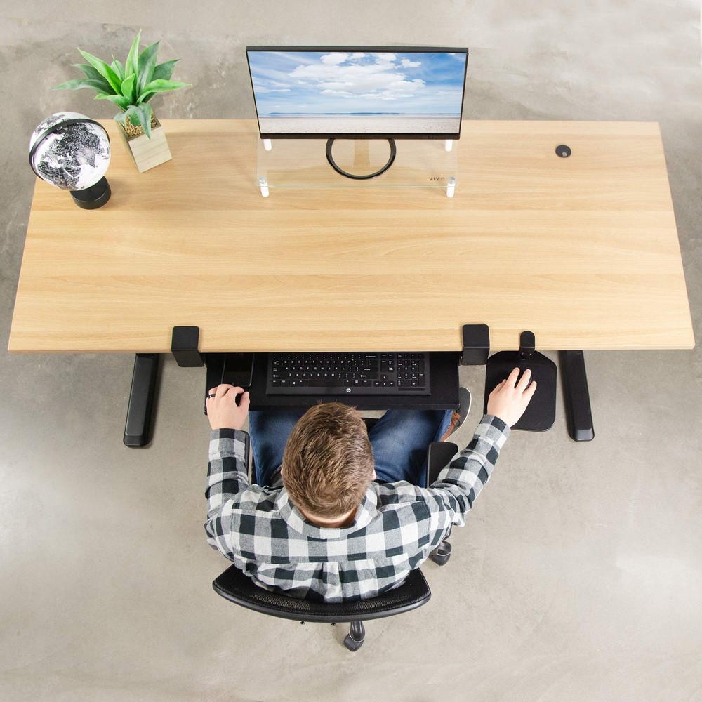 Clamp-on Mouse Pad Holder Platform, Adjustable Under Desk 360° Rotating Tray ...