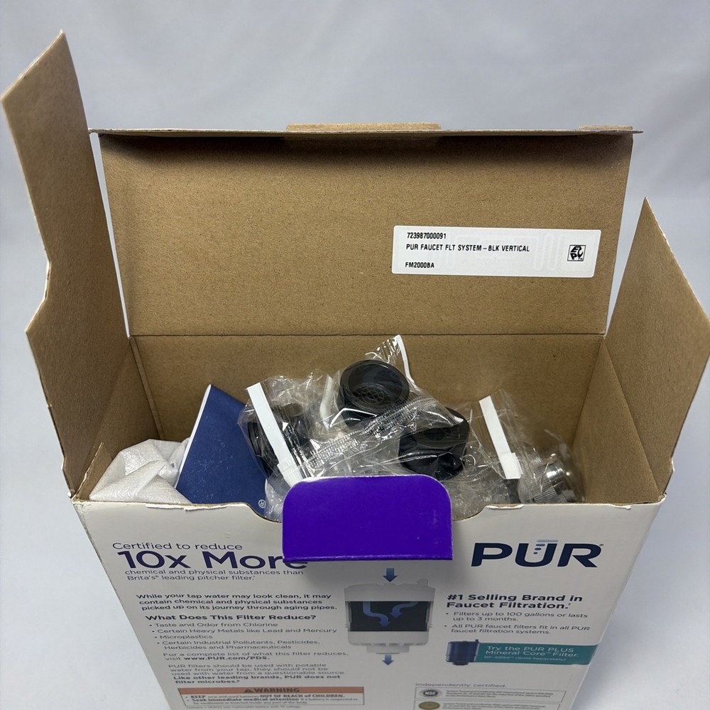 PUR FM-2000B Vertical Faucet Mount Filtration System Sink Water Filter Blac