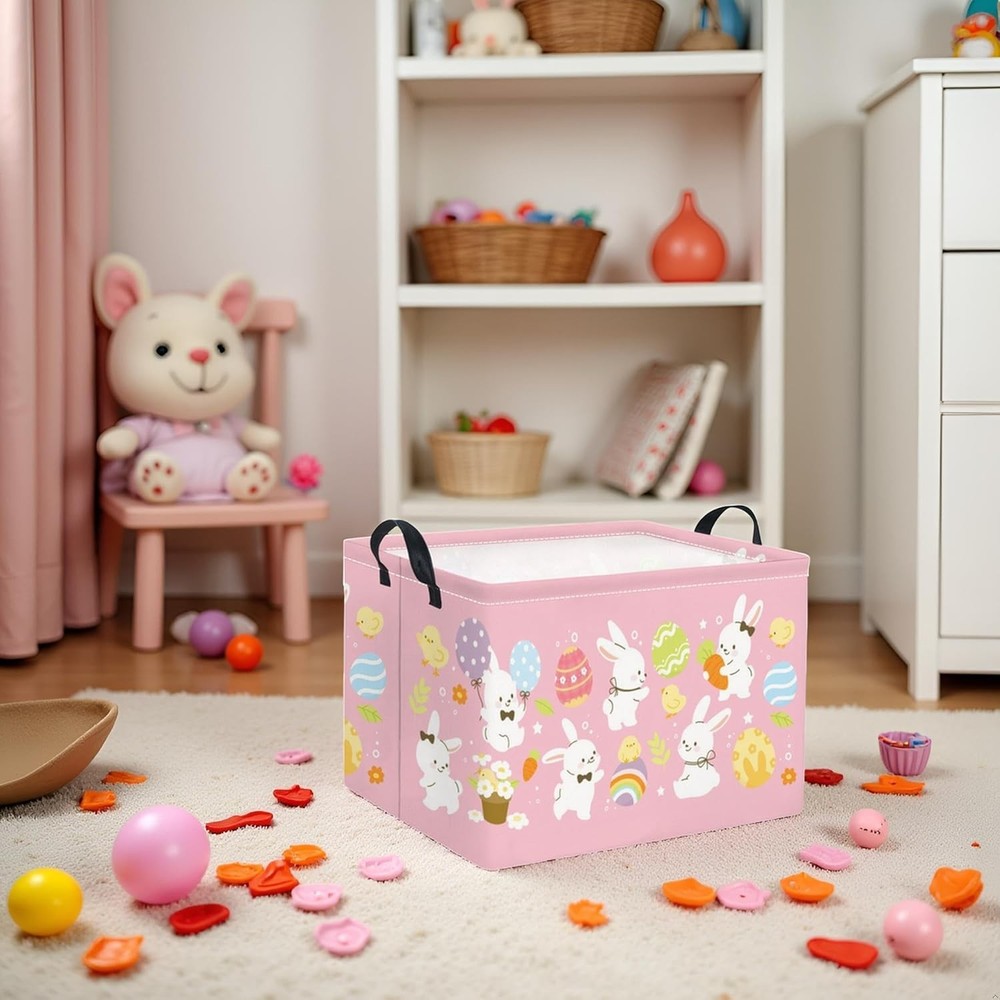 Rectangular Easter Basket Nursery Basket for Boys Bunny Room Decor Cute Toy S...