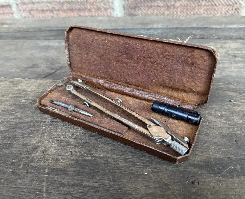 Vintage Wedoco 461 Drawing Compass Set In Original Case Engineering Surveying