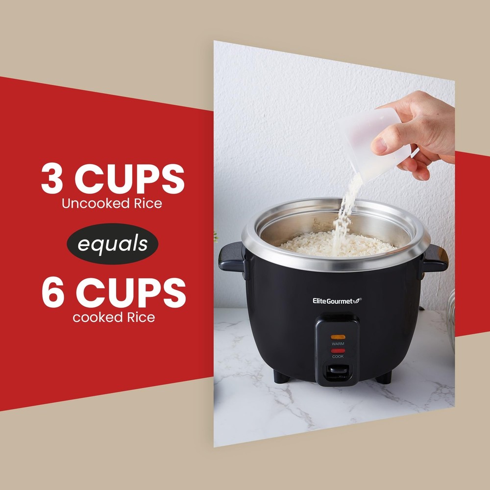 Elite Gourmet ERC003BX Electric Rice Cooker with Automatic Keep Warm Makes So...