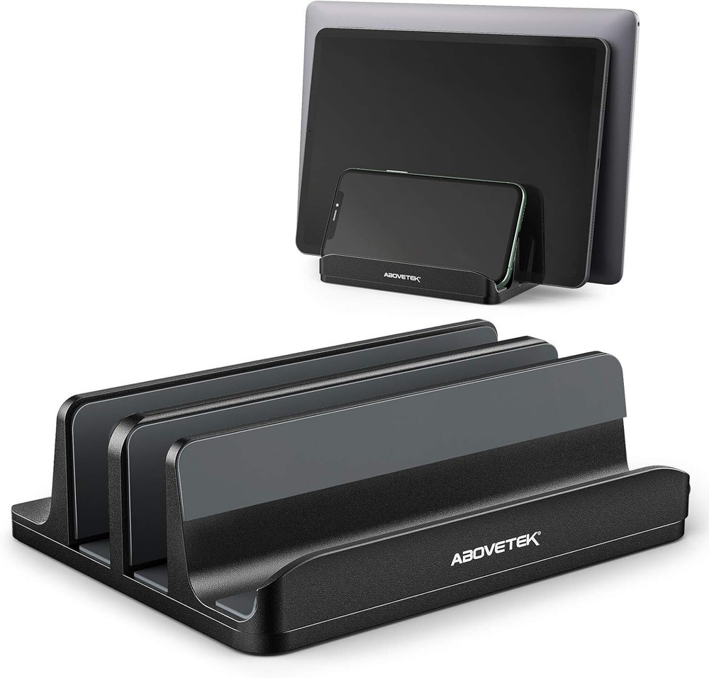 Space-Saving Aluminum Vertical Dock: Holds Laptops, Tablets & Phones Securely
