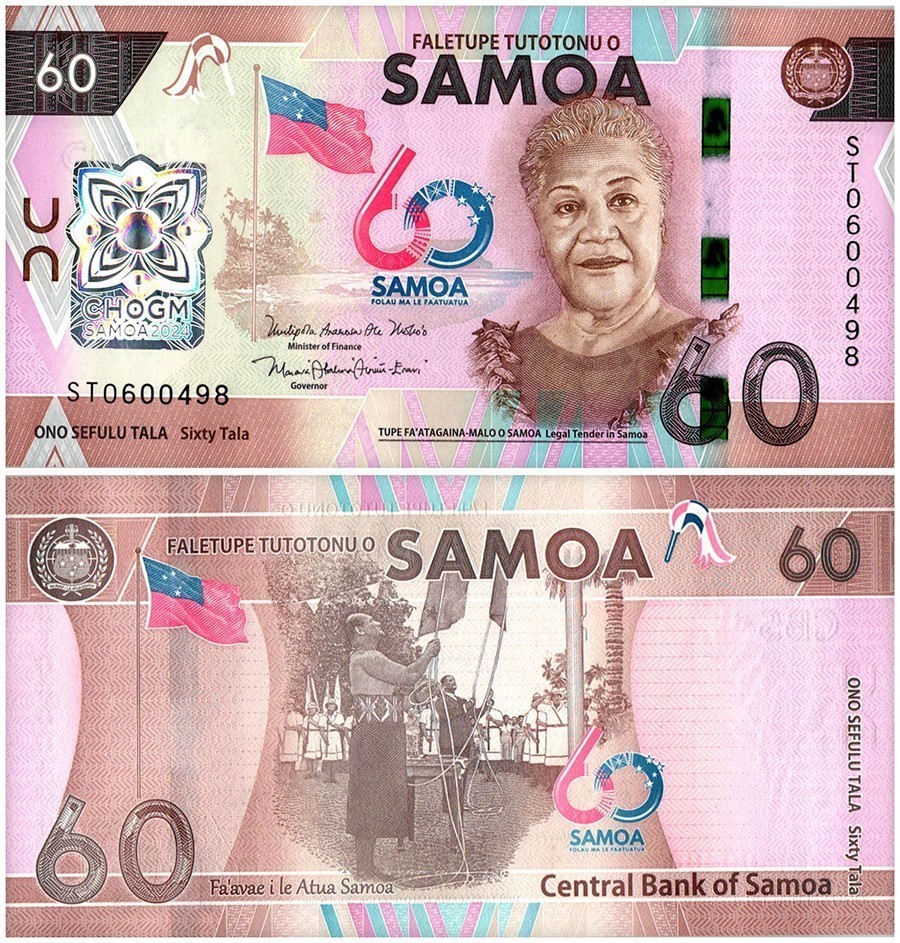 Samoa 60 Tala, 2024, P-53, UNC, Commemorative, w/ Folder-Card