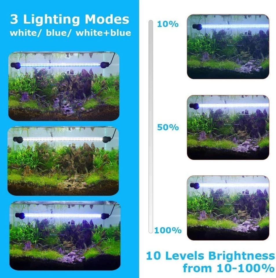 AquariumBasics Aquarium Light for 7.5 inch （Timer & Dimming function), White